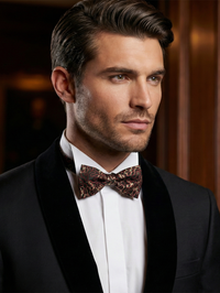 Black & Red Paisley Jacquard Bow Tie – Sophisticated Formal Accessory view 3