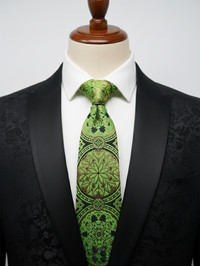 Elegant Green Necktie – Dark & Light Shade Woven Design view 3