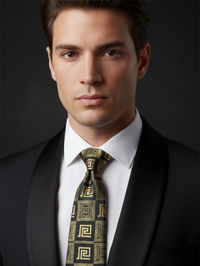 Black Tie with Golden Work – Premium Formal Necktie view 3