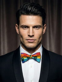 Multicolor Geometric Pattern Bow Tie – Vibrant Formal Accessory view 3