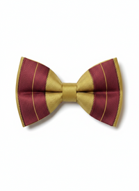 Burgundy & Gold Striped Satin Bow Tie – Classic Formal Accessory view 1