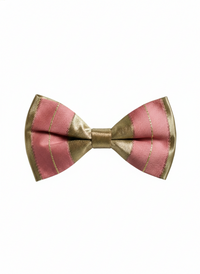 Pink & Gold Satin Striped Bow Tie – Stylish Formal Accessory view 1