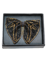 Black & Antique Gold Embroidered Bow Tie view 2
