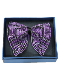 Hand-Beaded Metallic & Amethyst Crystal Bow Tie view 2