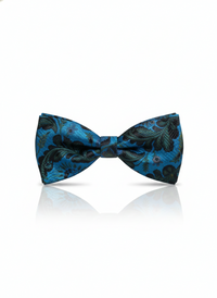 The Zenith Noir: Sky Blue & Black Filigree Bow Tie view 1