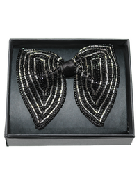 Stealth Onyx & Silver Hand-Beaded Bow Tie view 2