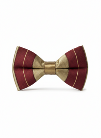 Classic Burgundy & Gold Striped Bow Tie – Elegant Formal Accessory view 1