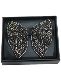 Men's Black Hand-Embroidered Metallic Beaded Bow Tie view 2