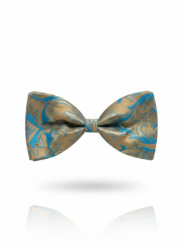 Elegant Brown and Blue Silk Bow Tie – Formal Men’s Accessory