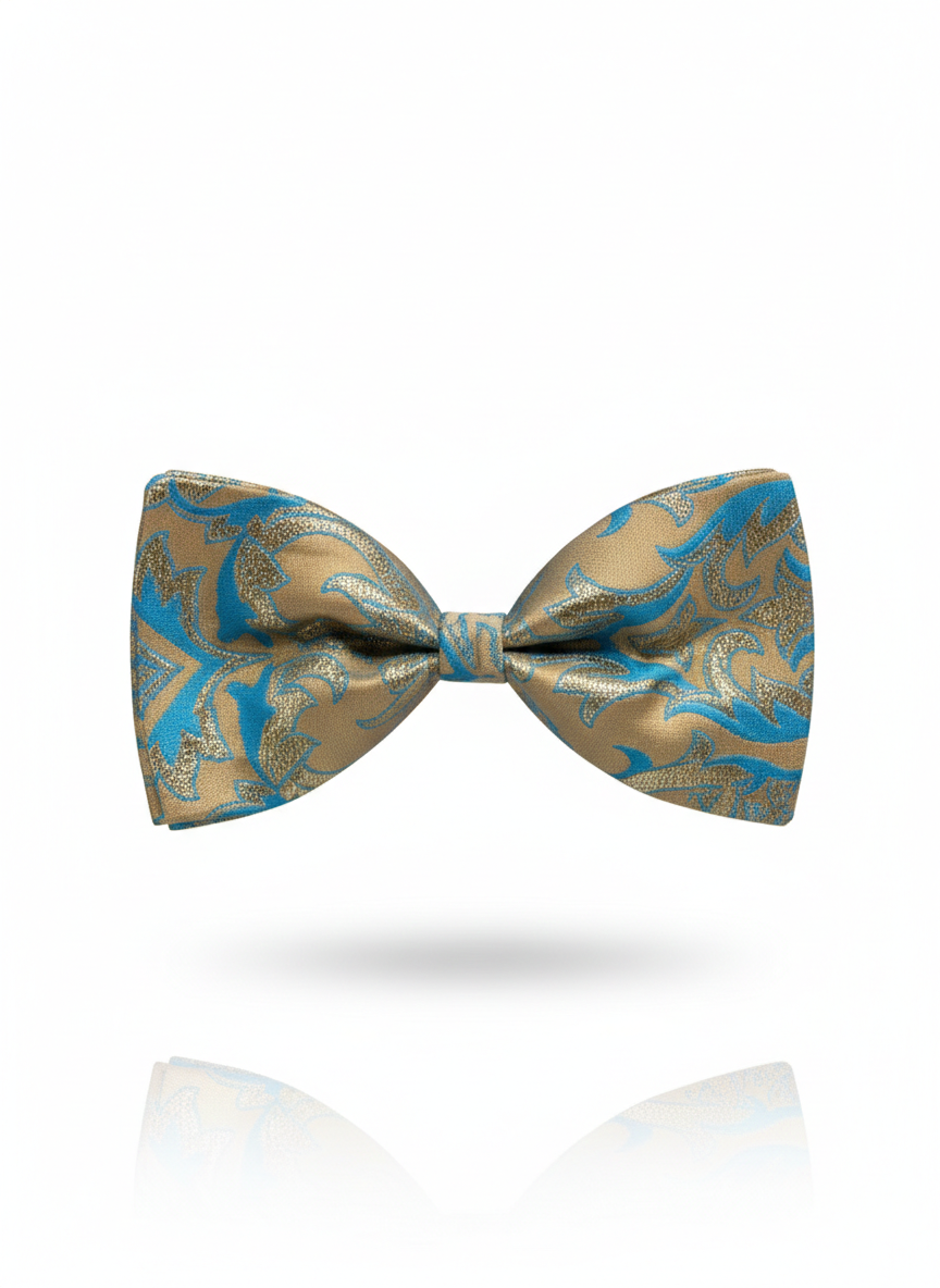 Elegant Brown and Blue Silk Bow Tie – Formal Men’s Accessory