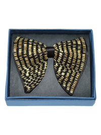 Noir & Gold Art Deco Hand-Beaded Bow Tie view 2