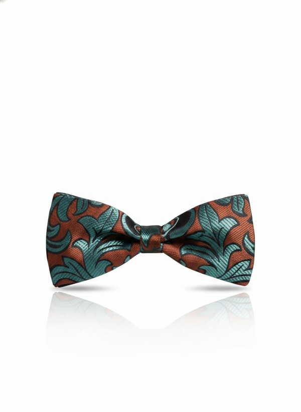 The Midnight Meadow: Emerald & Dusty Rose Silk Bow Tie