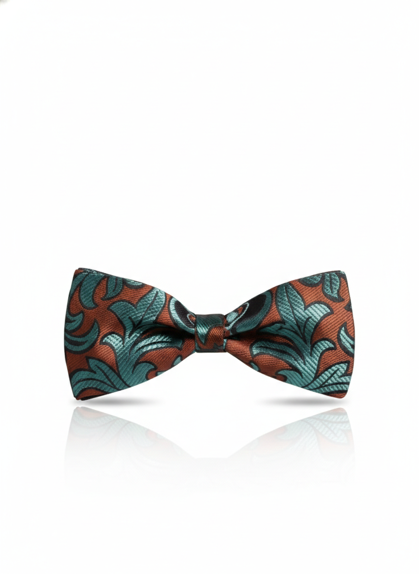 The Midnight Meadow: Emerald & Dusty Rose Silk Bow Tie