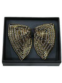 Gold & Silver Geometric Hand-Embroidered Bow Tie view 2