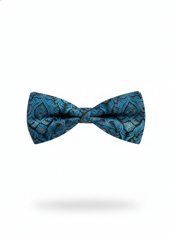 Azure Dreams: The Sky Blue Geometric Patterned Bow Tie