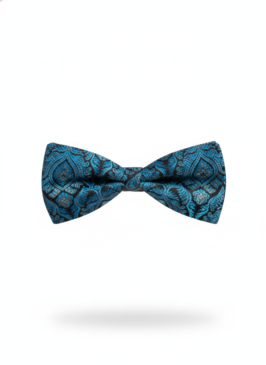 Azure Dreams: The Sky Blue Geometric Patterned Bow Tie