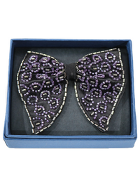 Purple Hand-Beaded Geometric Silk Bow Tie view 2