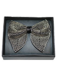 Men’s Black & Silver Beaded Embroidered Bow Tie view 2