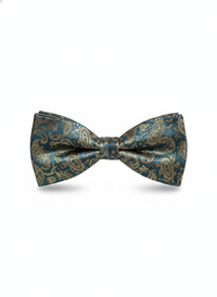 The Emerald Heirloom: Silver-Filigree Botanical Bow Tie view 1