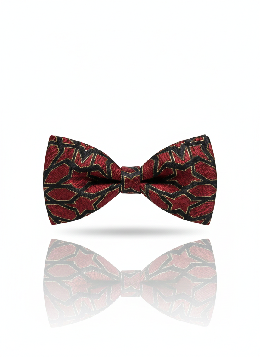 Elegant Red and Black Silk Bow Tie – Formal Men’s Accessory