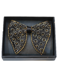 Men’s Black & Gold Beaded Embroidered Bow Tie view 2