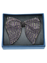 Hand-Beaded Silver & purple metallic Crystal Bow Tie view 2