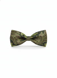The Verdant Shadow: Emerald & Onyx Patterned Bow Tie view 1