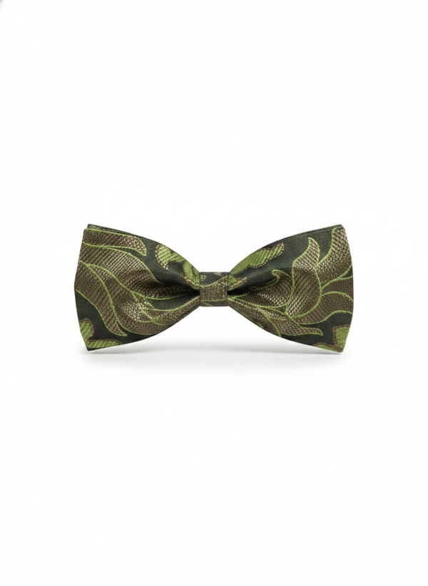 The Verdant Shadow: Emerald & Onyx Patterned Bow Tie