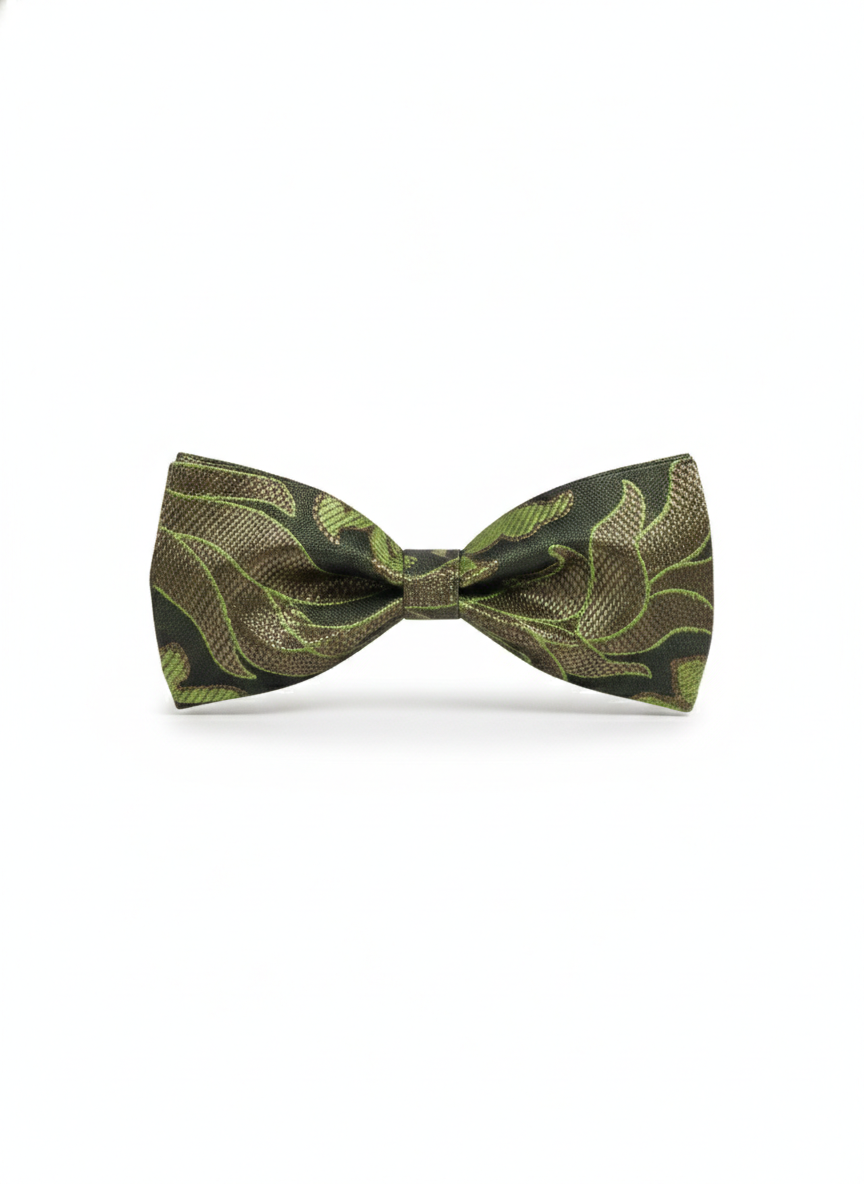 The Verdant Shadow: Emerald & Onyx Patterned Bow Tie
