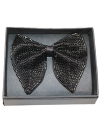 Black Embroidered Beaded Statement Bow Tie view 2