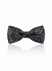 Elegant Blue Silk Bow Tie with Golden Work – Formal Men’s Accessory view 1