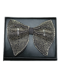 Men's Black Hand-Embroidered Metallic Beaded Bow Tie view 2