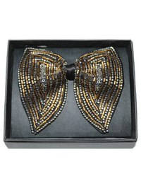 Antique Bronze & Silver Hand-Beaded Luxury Bow Tie view 2