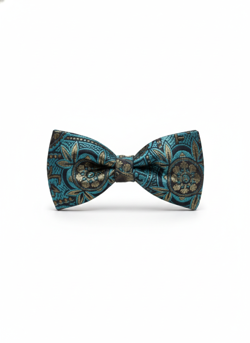 The Emerald Sterling: Hand-Crafted Green & Silver Bow Tie
