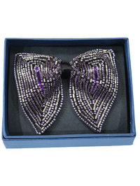 Hand-Beaded Silver & Purple Butterfly Bow Tie view 2