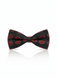 Classic Black Silk bow Tie with Red Circle Pattern – Formal Men’s Accessory view 1
