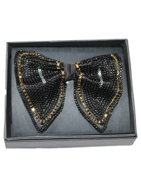 Hand-Embroidered Midnight Black Butterfly Bow Tie view 2
