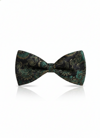The Emerald Enigma: Forest Green & Black Lattice Bow Tie view 1