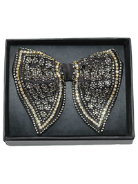 Silver-Mist: Hand-Embroidered Butterfly Bow Tie view 2