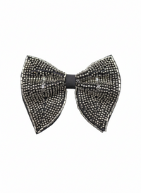 Men's Black Hand-Embroidered Metallic Beaded Bow Tie view 1