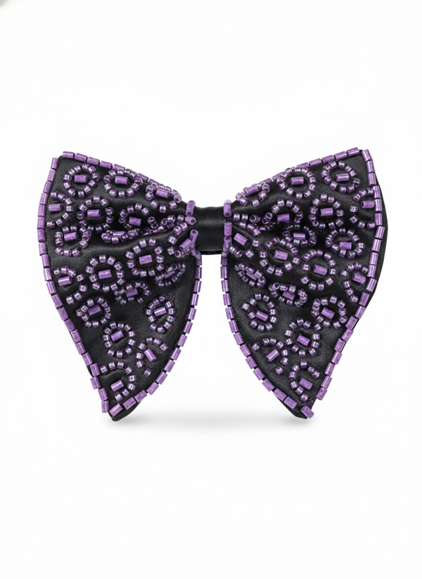 Lavender Medallion Hand-Beaded Luxury Men's Bow Tie