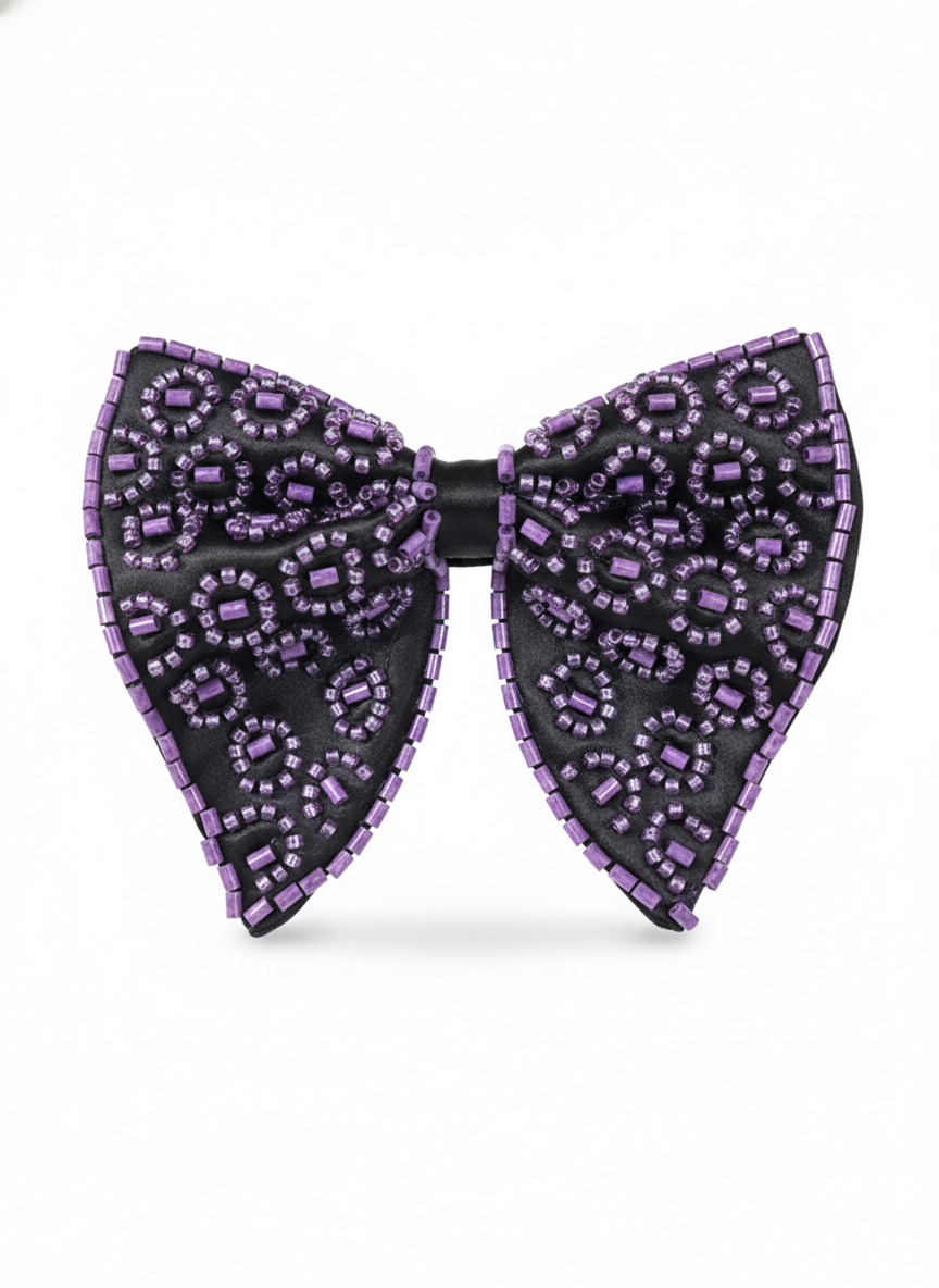 Lavender Medallion Hand-Beaded Luxury Men's Bow Tie