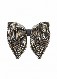 Black & Silver Scatter Embroidered Beaded Bow Tie view 1