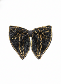 Black & Antique Gold Embroidered Bow Tie view 1