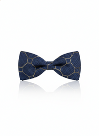 The Midnight Sterling: Navy & Silver Hand-Crafted Bow Tie view 1