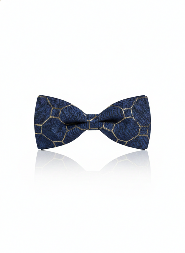 The Midnight Sterling: Navy & Silver Hand-Crafted Bow Tie