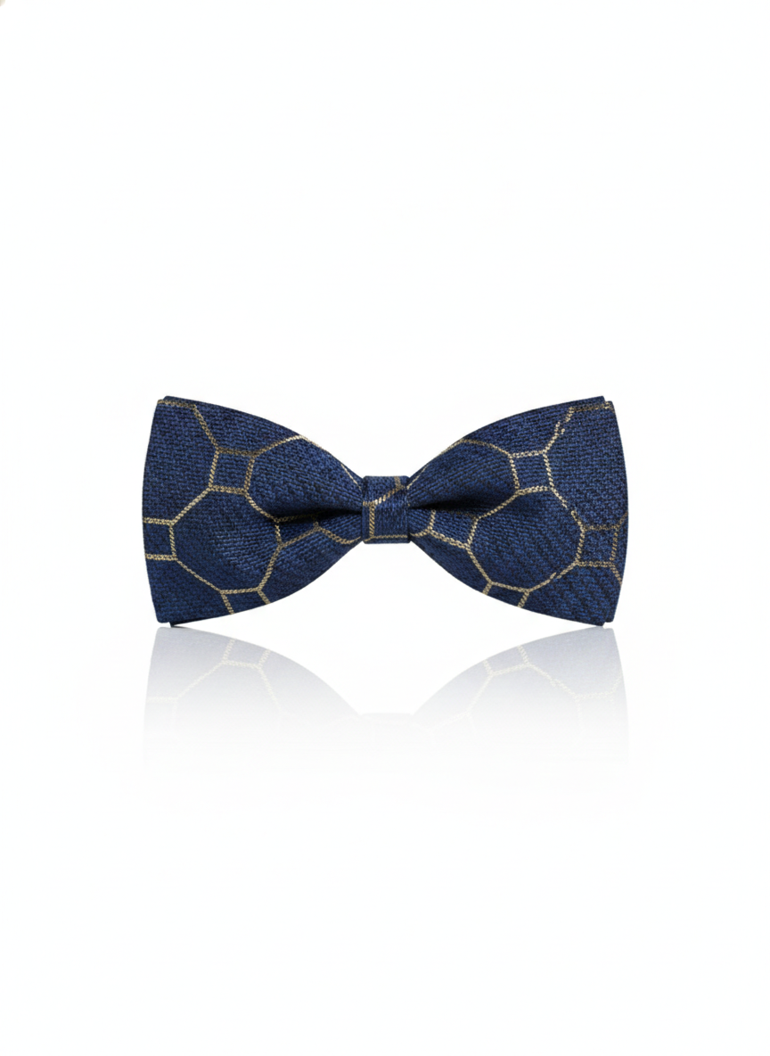 The Midnight Sterling: Navy & Silver Hand-Crafted Bow Tie
