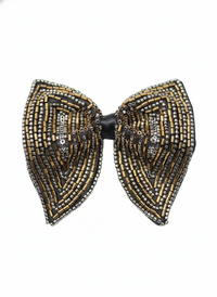 Antique Bronze & Silver Hand-Beaded Luxury Bow Tie view 1