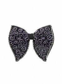 Purple Hand-Beaded Geometric Silk Bow Tie view 1