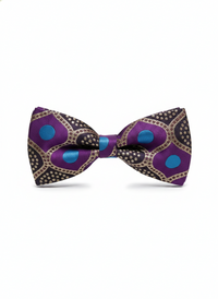 Royal Radiance: The Purple & Gold Geometric Bow Tie view 1